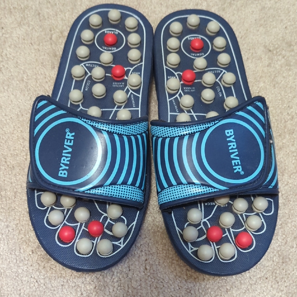 Acupressure Massage Slippers with Red Accents